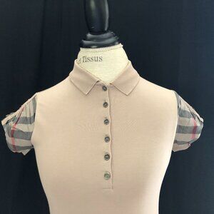 AUTHENTIC Burberry Brit Polo Shirt With Tradition Plaid Pattern Shoulder: Size S